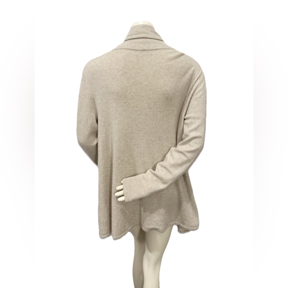 Repeat Cashmere Wool Blend Wrap Cardigan Sweater Sand Beige Size 42 M-L - Picture 3 of 8